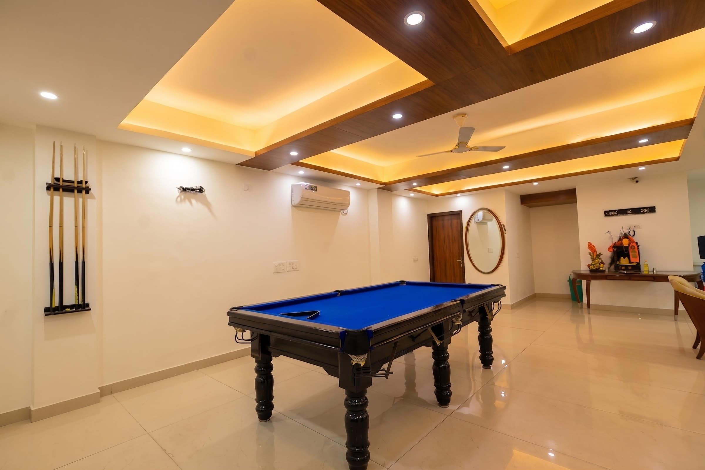 The pool table in the games room