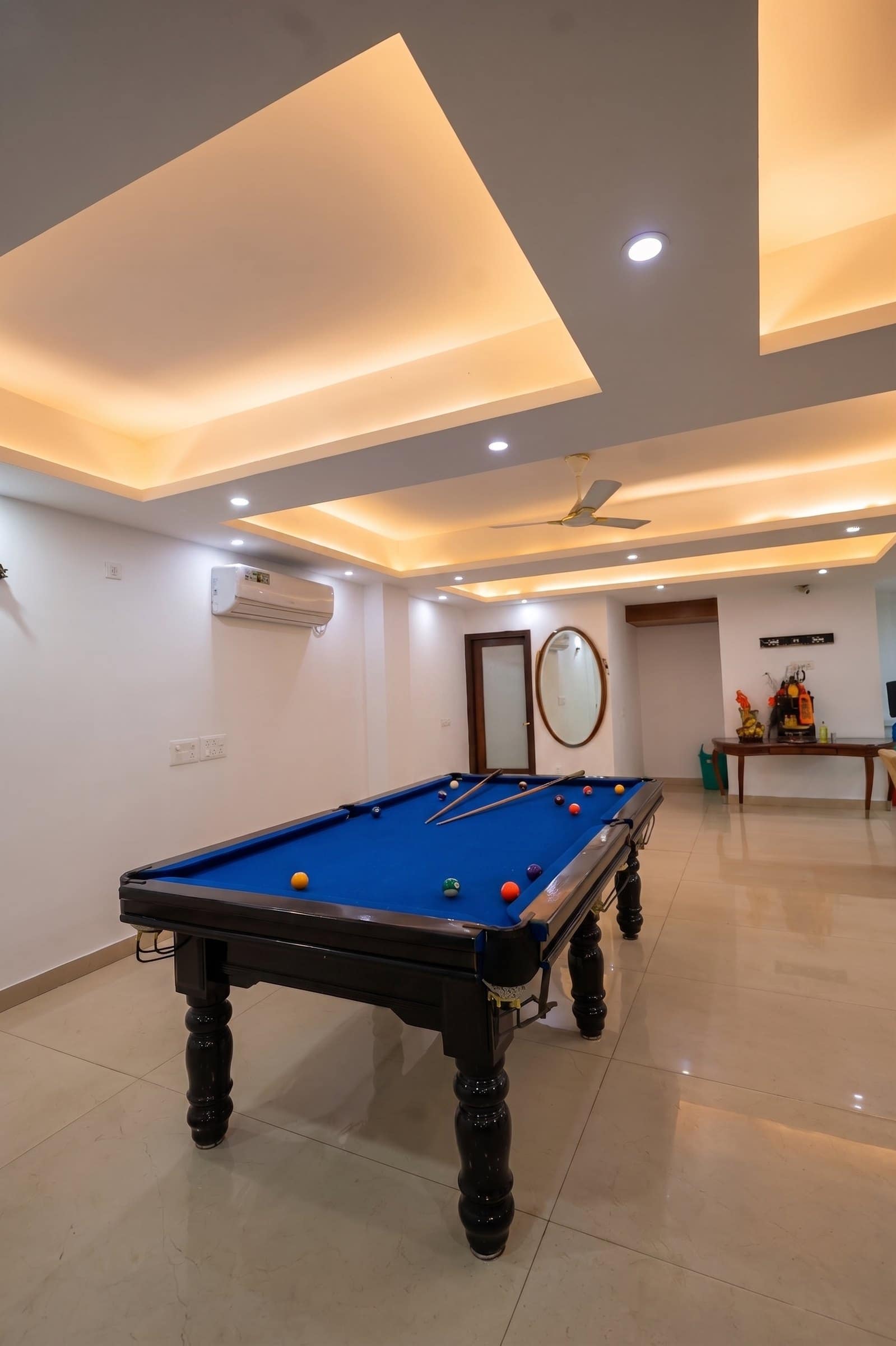 The games room pool table