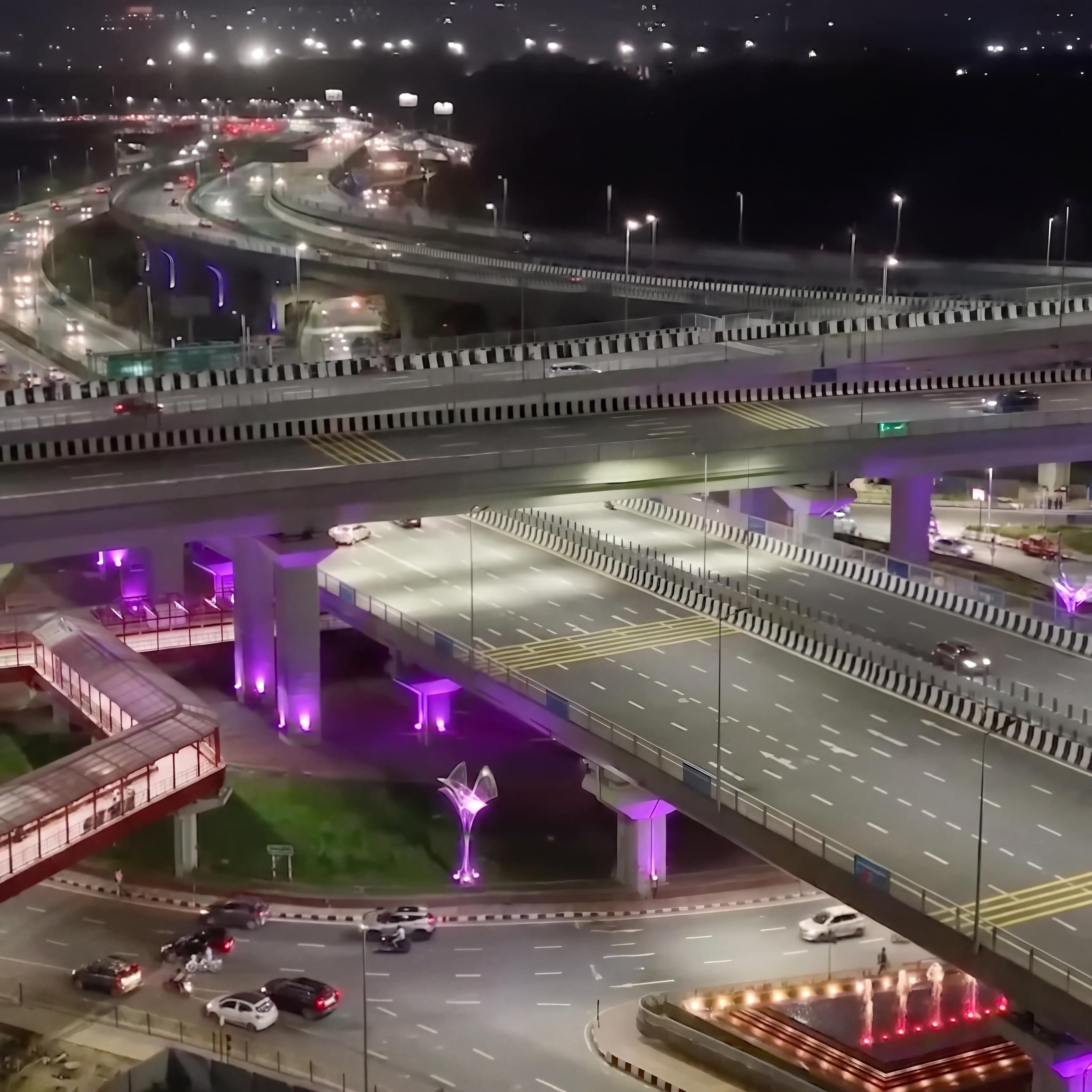 The Dwarka Expressway at night