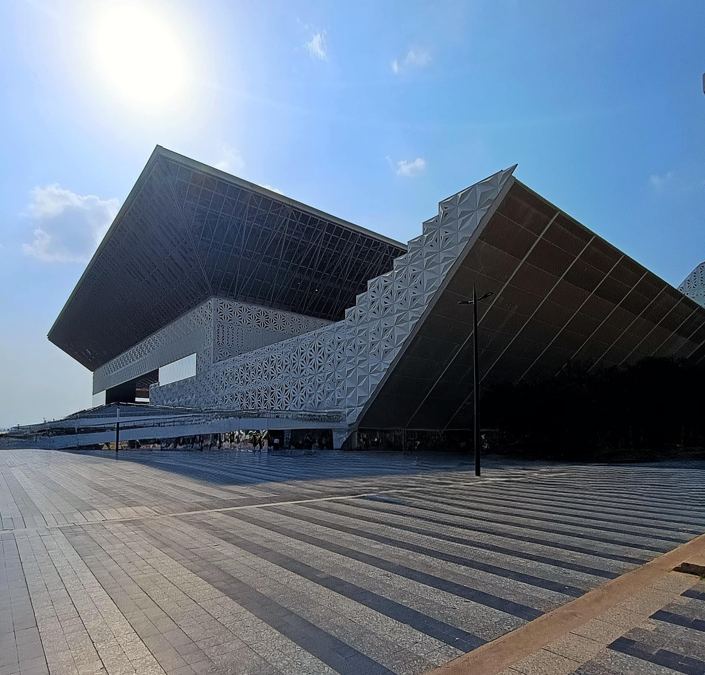 Yashobhoomi, the India International Convention Centre, seen from the walk